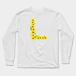 Sunflowers Initial Letter L (White Background) Long Sleeve T-Shirt